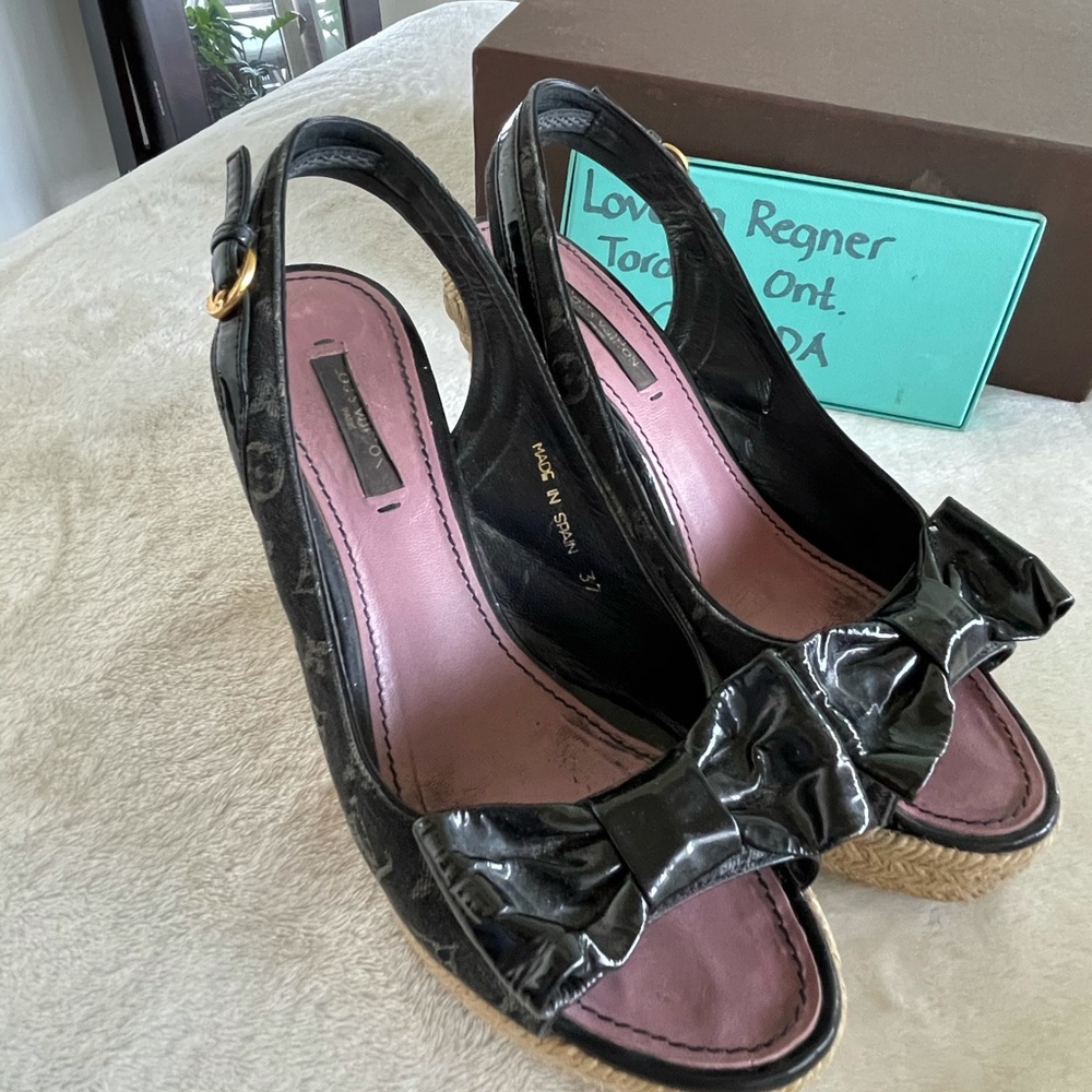 Louis Vuitton Monogram Idylle Wedge Sandal size 37